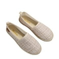 thumbnail image 1 of Tao Tao Slip On Shoes For Women Classic Breathable Ladies Flats Dress Ballet Shoes Solid Color Round Toe Flying Woven Flat Sole Shoes Beige 40, 1 of 9