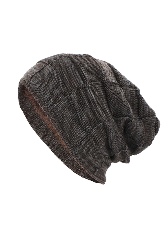 Slouchy Beanie for Men Winter Hats for Guys Cool Beanies Mens Lined Knit Warm Thick Skully Stocking Binie Hat Coffee Free Size
