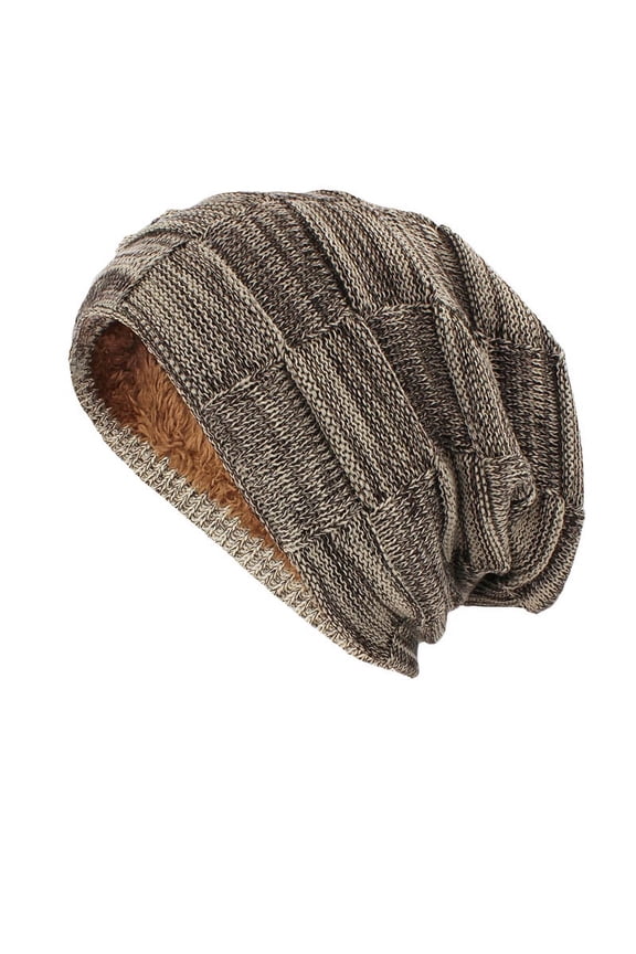 Slouchy Beanie for Men Winter Hats for Guys Cool Beanies Mens Lined Knit Warm Thick Skully Stocking Binie Hat Khaki Free Size