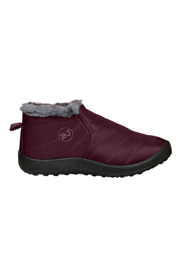 Snow Boots for Women Winter: Warm Fur Lined Ankle Booties Comfortable Waterproof Slip On Lightweight Womens Boots Burgundy 36