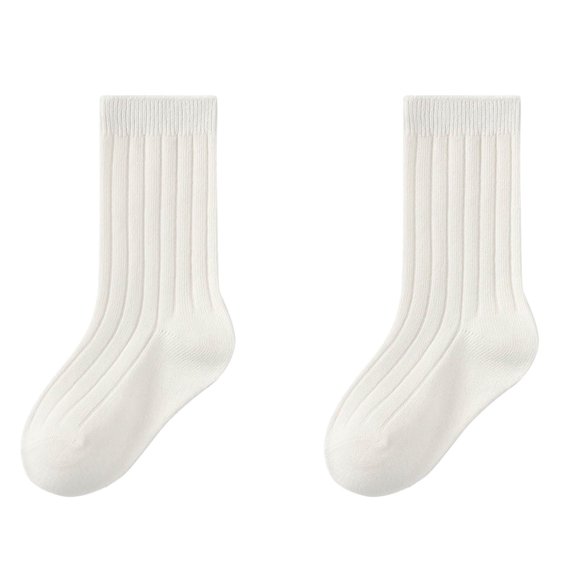 Tao Tao Socks For Boys Children's Candy Colored Double Needle Baby Mid Calf Socks Fashionable Socks White L
