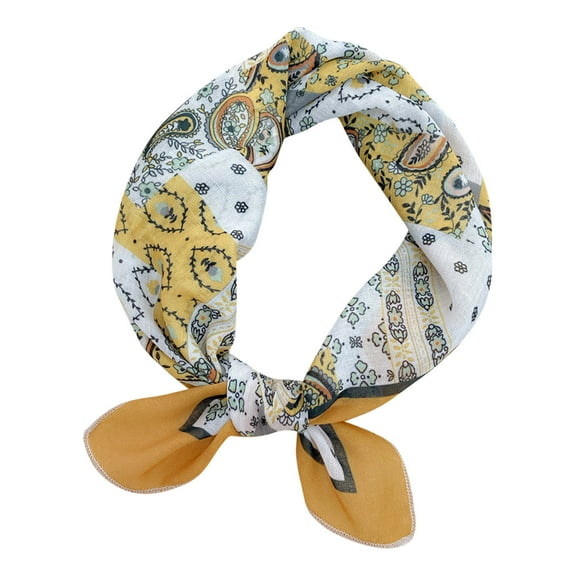 Tao Tao Square Satin Head Scarf For Women Neck Scarf Silk Feeling Hair Bandanas Sleeping Square Scarf for Hair Wrapping At Night Yellow