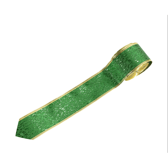 Tao Tao St. Patrick's Day Wired Edge Ribbon Green Gold Shamrock Polka Dots Fabric Ribbon Irish Decorative Craft Ribbon for Holiday Wrapping DIY Making Bow Wreath C