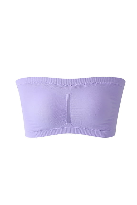 Strapless Bra,Tube Tops For Women,Bandeau Bra,Tube Top,Seamless Bra,Tube Top With Built In Bra Purple 2XL