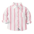 thumbnail image 1 of Tao Tao Striped Button Down Casual Shirts For Toddler Baby Boys Girls Long Sleeve Lapel Collar Blouse Trendy Spring Fall Shirts Pink 12 Months, 1 of 5