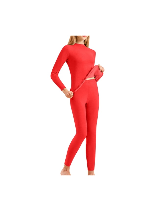 Thermal Underwear For Women With Fleece Lined Long Underwear Women Base Layer Women Cold Weather Red M