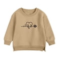 thumbnail image 1 of Tao Tao Toddle Girls Boys Side Slit Sweatshirts Crew Neck Long Sleeve Pullover Tops Funny Graphic Prints Shirts Casual Clothes Khaki 3 Years, 1 of 3