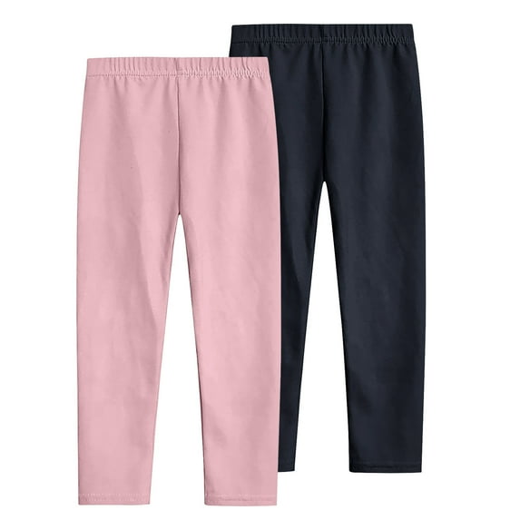 Tao Tao Toddle Girls Trendy Leggings Cotton Leggings Thin Solid Color Children's Pants Yoga Pants Elastic And Comfortable Tights Pants Full Length Dance Pants 2pcs Pink 3 Years