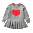 thumbnail image 1 of Tao Tao Toddler Baby Girl Valentine Dress Kids Heart Long Sleeve Knit Sweater Dress Pleated Dress Fall Winter Outfits Gray 18 Months, 1 of 3