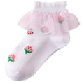 thumbnail image 1 of Tao Tao Toddler Baby Girls Ruffle Lace Ruffle Ankle Cotton Dress Socks Strawberry Print Princess Socks Little Big Kids Pink 10 Years, 1 of 7