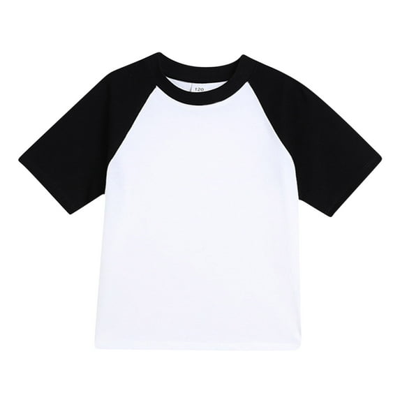 Tao Tao Toddler Kids Boys Girls T Shirt Short Sleeve Crew Neck Basic Color Block Tee Tops Fashion Pullover Top Black 3 Years