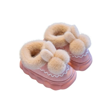 Tao Tao Toddler Little Girls Bunny Plush Slippers Girls Rabbit Slippers for Indoor Cute Animal House Slippers Pink 34