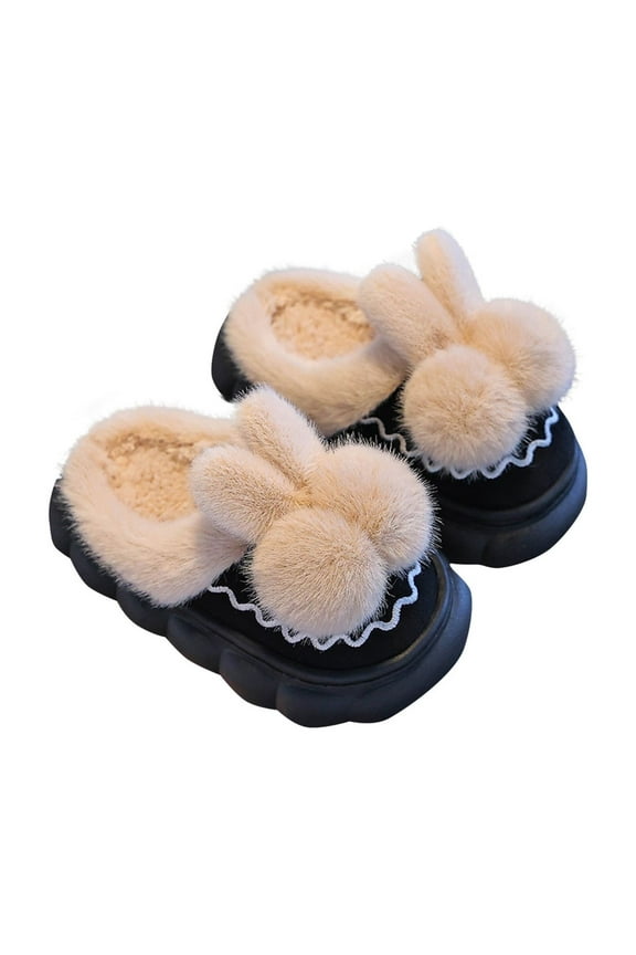 Toddler Little Girls Bunny Slippers Girls Rabbit Slippers for Indoor Cute Animal House Slippers Black 26