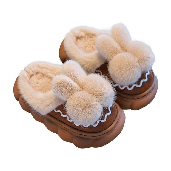 Tao Tao Toddler Little Girls Bunny Slippers Girls Rabbit Slippers for Indoor Cute Animal House Slippers Brown 26