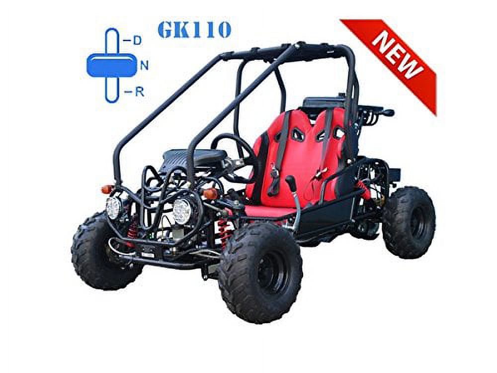Tao Tao UPGRADED GK110 110CC GoKart 4-Stroke Fully Automatic Gas 110cc Gokart with LED Lights, Reverse and 7 inch tires ( Black color ) - image 1 of 9