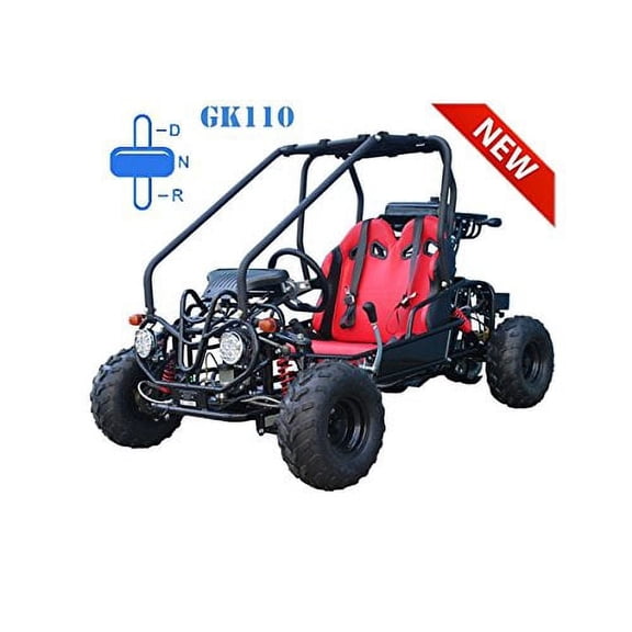 Tao Tao UPGRADED GK110 110CC GoKart 4-Stroke Fully Automatic Gas 110cc Gokart with LED Lights, Reverse and 7 inch tires ( Black color )