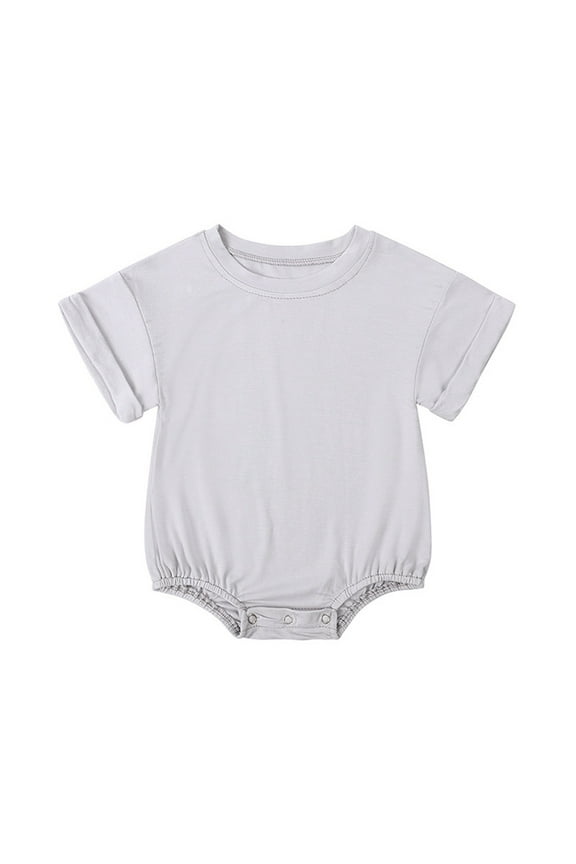 Unisex Baby Boy Girl Clothes Infant Summer Oversized Bubble Romper Toddler Baby Plain Short Sleeve Jumpsuit Gray 18 Months