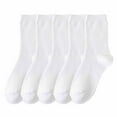 thumbnail image 1 of Tao Tao Unisex Cotton Socks,Soft Solid Color Bootie Socks Women Above Ankle Crew Socks (5-Pairs ) White Free Size, 1 of 5