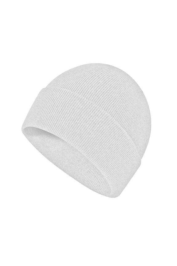 Unisex Skull Knitted Beanie Hat Ski Cap Plain Solid Color White Free Size
