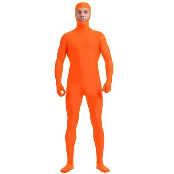 Tao Tao Unisex Spandex Stretch Adult Clothes Full Jumpsuit Zentai Disappearing Man Body Suit For Carnival, Parties Orange M