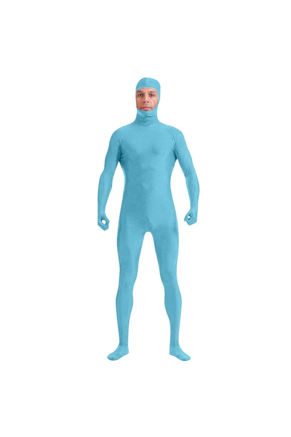 Unisex Spandex Stretch Adult Clothes Full Jumpsuit Zentai Disappearing Man Body Suit For Carnival, Parties Sky Blue S