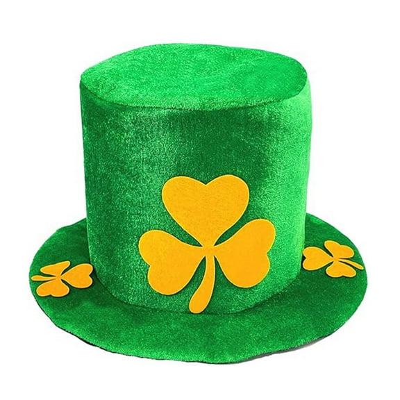Tao Tao Unisex St. Patrick's Day Green Leprechaun Top Hat With Beard Irish Shamrock Velvet Hat green Free Size