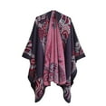 thumbnail image 1 of Tao Tao Unisex Women's Shawls Wraps Winter Open Front Poncho Cape Oversized Cardigan Sweater Hot Pink Free Size, 1 of 3