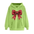 thumbnail image 1 of Tao Tao Valentine's Day Hoodies For Women Loose Fit Bow Printed Sweatshirt Casual Drawstring Pullover Sweatshirts With Pocket Long Sleeved Top Green L, 1 of 4
