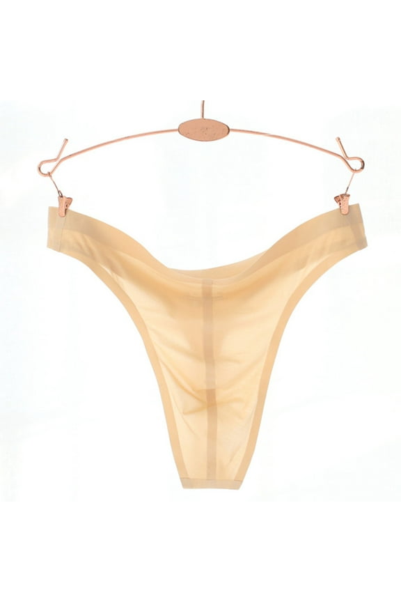 Valentine's Day Seamless Free Breathing Male Smooth Ice Silk G-Strings & Thongs Underwear Men Brief Beige M