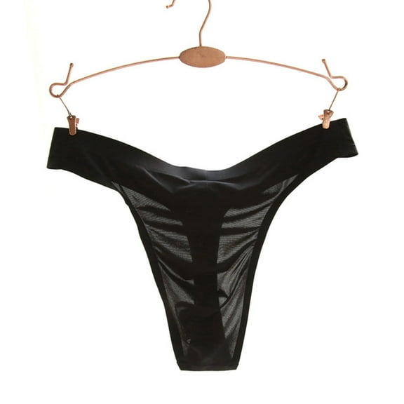 Tao Tao Valentine's Day Seamless Free Breathing Male Smooth Ice Silk G-Strings & Thongs Underwear Men Brief Black 2XL
