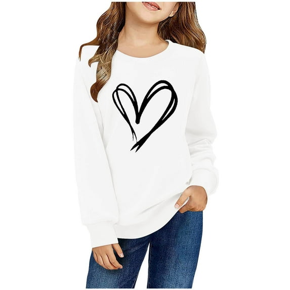 Tao Tao Valentine's Day Sweatshirt For Kids Boys Girls Fashion Graphic Prints Crew Neck Long Sleeve Shirt Casual Pullover Tops White 4 Years