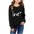 thumbnail image 1 of Tao Tao Valentine's Day Sweatshirt For Kids Boys Girls Letter Graphic Prints Crew Neck Long Sleeve Shirt Casual Pullover Tops Black 3 Years, 1 of 3