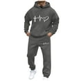 thumbnail image 1 of Tao Tao Valentines Day Jogger Sets Tracksuit For Men 2 Piece Set Trendy Heart Printed Two Piece Hooded Sweatshirt And Elastic Waist Sweatpants Sets With Pockets Dark Gray 2XL, 1 of 5