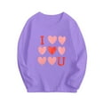 thumbnail image 1 of Tao Tao Valentines Day Sweatshirt Toddle Boys Girls Love Heart Shirts Valentine Pullover Long Sleeve Tops Casual Loose Fit Round Neck Valentines Day Shirt Purple 3 Years, 1 of 2