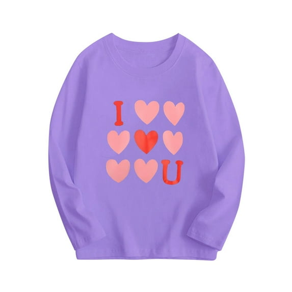 Tao Tao Valentines Day Sweatshirt Toddle Boys Girls Love Heart Shirts Valentine Pullover Long Sleeve Tops Casual Loose Fit Round Neck Valentines Day Shirt Purple 3 Years