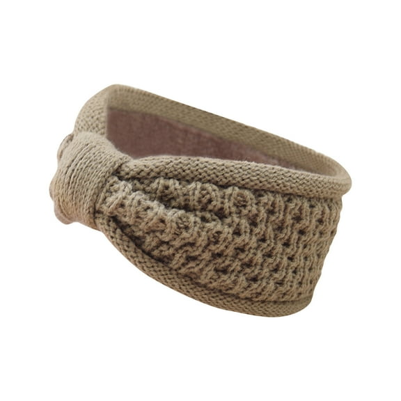 Tao Tao Warm Winter Headbands For Women Cable Crochet Turban Ear Warmer Headband Gifts With Plush Khaki Free Size