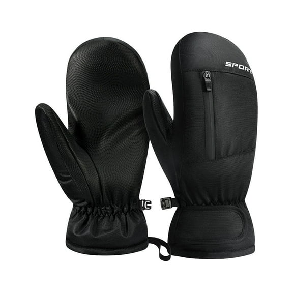 Tao Tao Waterproof Ski Mittens Ski Glove for Women Men Youth Winter Cold Weather Snow Gloves with Hands Warmer Zipper Pocket Black Free Size