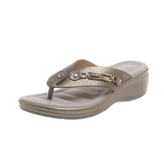 Tao Tao Wedge Sandals for Women Dressy: Comfortable Cushion Footbed Walking Platform Shoes Summer Casual Womens Flip Flops Gray 42