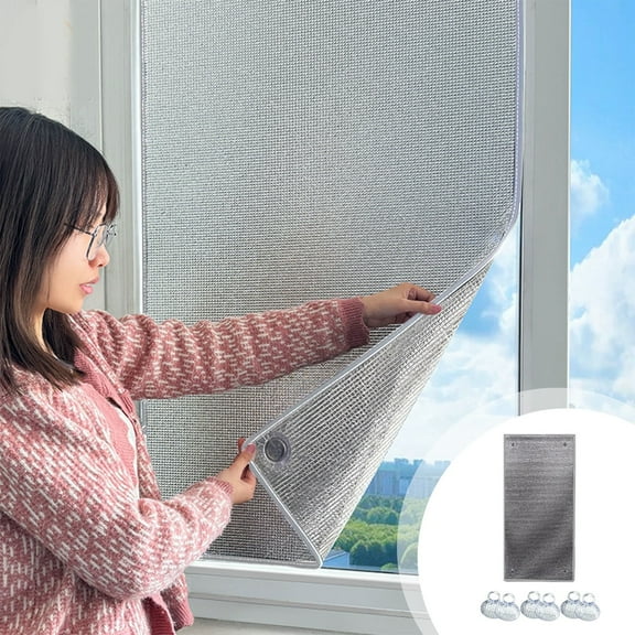Tao Tao Window Insulation Film With Suction Cup Insulation Sheet Sun Shade Film Sunscreen Film Heat Insulation Mat Double-Sided Aluminum Foil Insulation Film for Window,Glass Door Sliver L