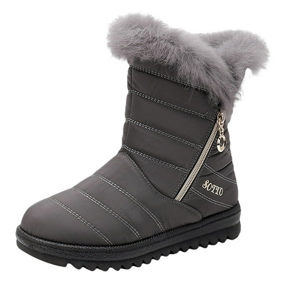 Tao Tao Winter Boots For Women Waterproof Insulated Fur Boots Comfortable Ankle Booties Lightweight Outdoor Work Boots Snow Boots Gray 41