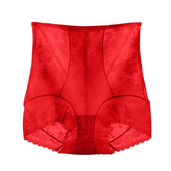 Tao Tao Woman Slimming Tummy Control Shapewear Shorts Waist Trainer Control Panties Body Shaper Elastic Underwear Lace Printing Thin Style Underpants Lift Shapewear Pants Red M