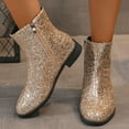 thumbnail image 1 of Tao Tao Women Ankle Boots Low Heel Sparkly Glitter Booties Ladies Round Toe Sequins Fine Glitter Casual Heel Low Ankle Boots Short Boots,Snow Boots Gold 37, 1 of 5