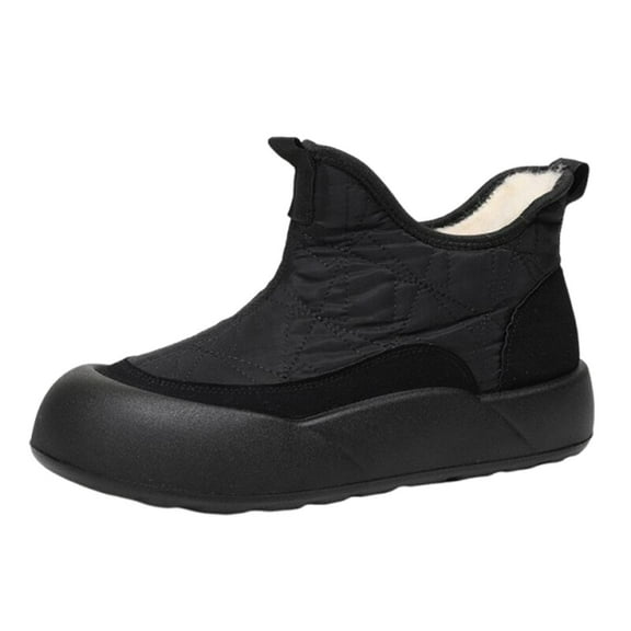 Tao Tao Women Boots Versatile Plush High Top Thick Snow Cotton Winter New Water Proof Non Slip Durable Warm Hiking Boots Black 36