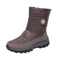 thumbnail image 1 of Tao Tao Women Classic Snow Boots Comfortable Round Toe Winter Booties Waterproof Side Zipper Hiking Boots Brown 41, 1 of 5