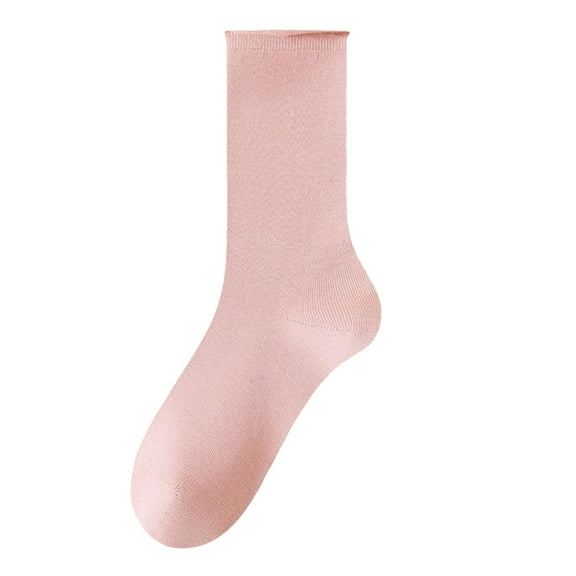 Tao Tao Women Crew Socks Cotton Dress Socks Ankle Neutral Casual Daily Wear Gilr Lady Solid Color Quarter Socks Pink Free Size