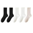 thumbnail image 1 of Tao Tao Women Crew Socks Cotton Dress Socks Ankle Neutral Casual Daily Wear Girls Lady Solid Color Quarter Socks 5 Pairs Black Free Size, 1 of 3