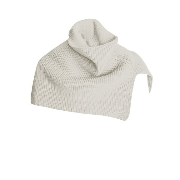 Tao Tao Women Crochet Ponchos Wrap Chunky Shawl Pullover Turtleneck Jumper Knit Pullover Sweater Tops White Free Size