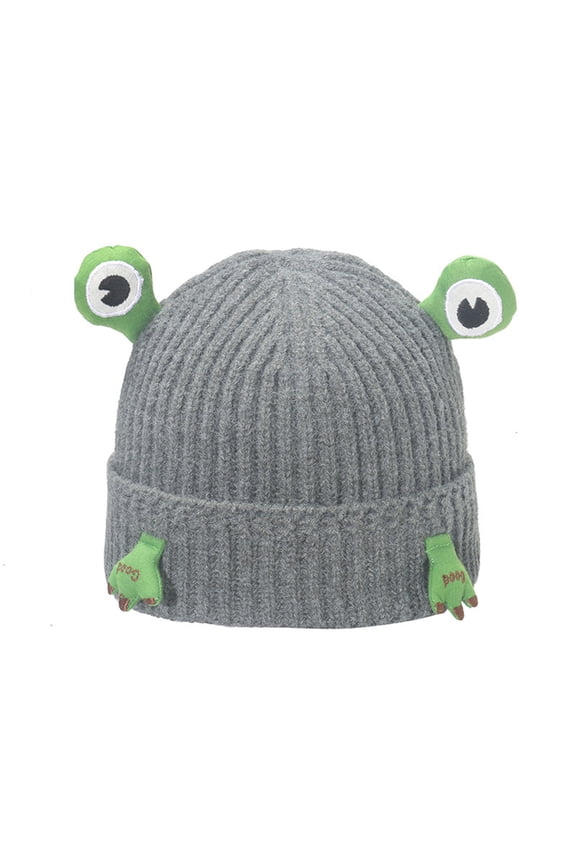 Women Cute Glowing Little Monster Knit Hat, Cute Little Monster LED Knit Beanie, Funny Glowing Monster Knitted Hat Gray Free Size