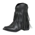 thumbnail image 1 of Tao Tao Women Fashion Cowgirl Boots Ankle High Fringe Cowboy Boots Embroidery Pull On Black 37, 1 of 3