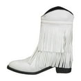 thumbnail image 1 of Tao Tao Women Fashion Cowgirl Boots Ankle High Fringe Cowboy Boots Embroidery Pull On White 43, 1 of 3